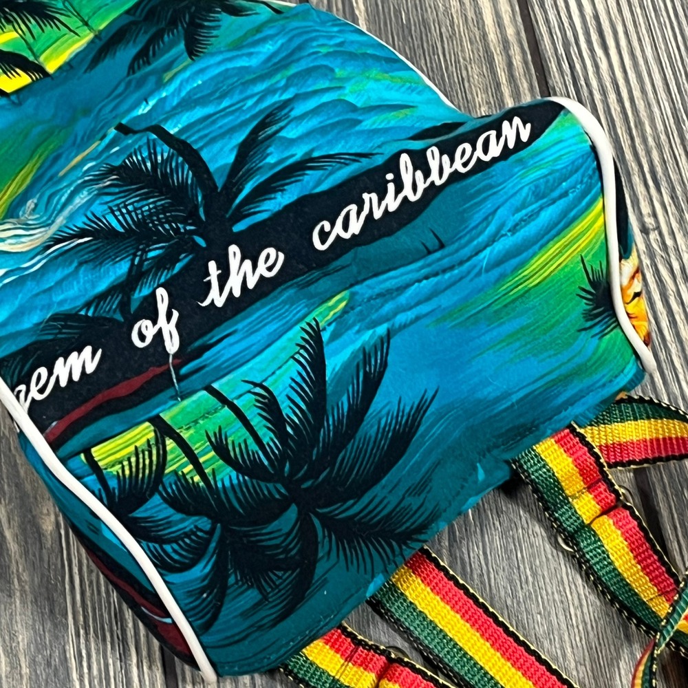 Port Antonio Tear Drop Backpack Blue Tropical Gem Of The Caribbean Rasta Strap - Picture 5 of 8